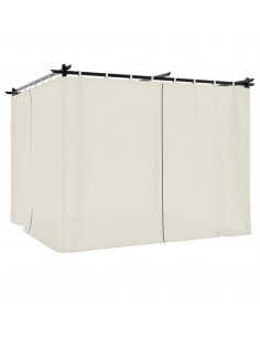 Gazebo con Tende Crema 3x3 m in Acciaio 2