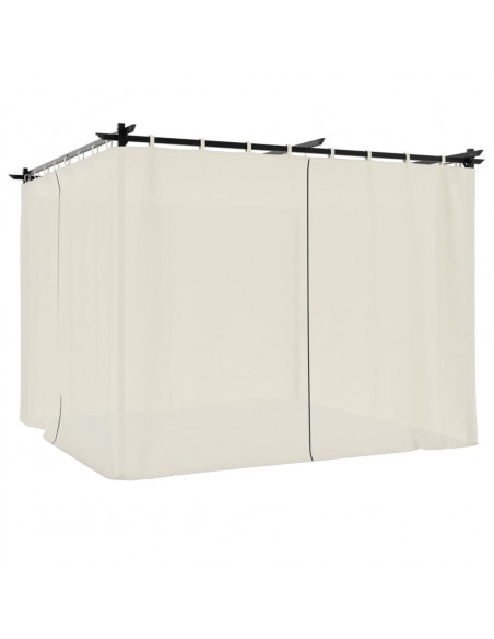 Gazebo con Tende Crema 3x3 m in Acciaio