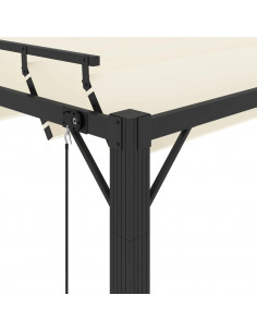 Gazebo con Tetto a Lamelle 3x4 m in Tessuto Crema e Alluminio