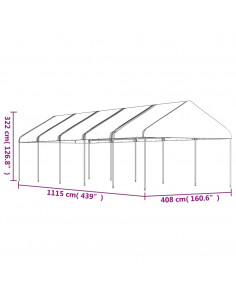 Gazebo con Tetto Bianco 11,15x4,08x3,22 m in Polietilene