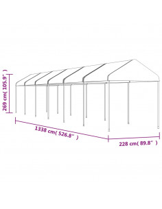 Gazebo con Tetto Bianco 13,38x2,28x2,69 m in Polietilene 2