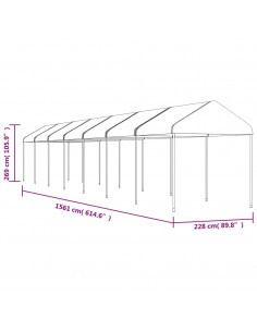 Gazebo con Tetto Bianco 15,61x2,28x2,69 m in Polietilene 2