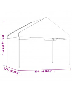 Gazebo con Tetto Bianco 4,08x2,23x3,22 m in Polietilene