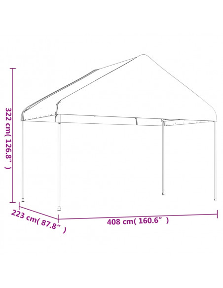Gazebo con Tetto Bianco 4,08x2,23x3,22 m in Polietilene