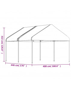 Gazebo con Tetto Bianco 4,46x4,08x3,22 m in Polietilene