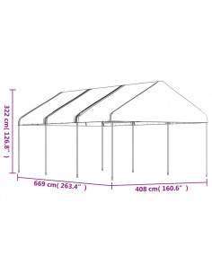 Gazebo con Tetto Bianco 6,69x4,08x3,22 m in Polietilene