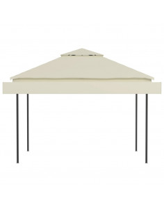 Gazebo con Tetto Doppio Estendibile 3x3x2,75 m Crema 180 g/m² 2