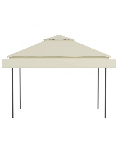 Gazebo con Tetto Doppio Estendibile 3x3x2,75 m Crema 180 g/m²