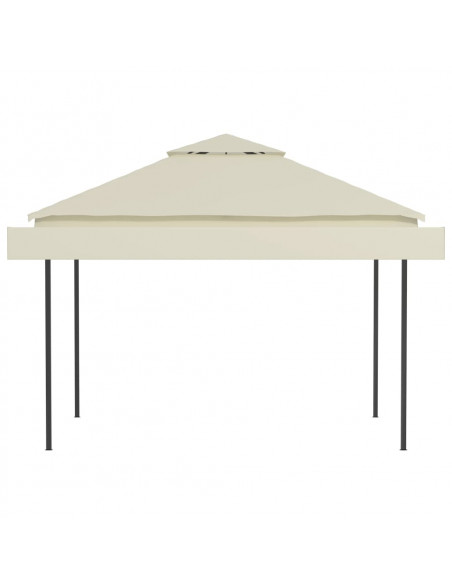 Gazebo con Tetto Doppio Estendibile 3x3x2,75 m Crema 180 g/m²