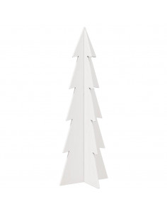 Albero di Natale Decorativo Bianco 112 cm Legno Massello Pino 2