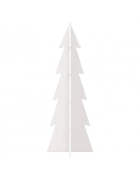 Albero di Natale Decorativo Bianco 112 cm Legno Massello Pino