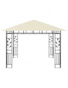 Gazebo con Zanzariera e Luci LED 3x3x2,73 m Crema 2