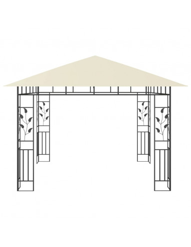 Gazebo con Zanzariera e Luci LED 3x3x2,73 m Crema