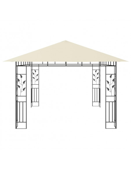 Gazebo con Zanzariera e Luci LED 4x3x2,73 m Crema