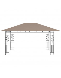 Gazebo con Zanzariera Luci LED 4x3x2,73 m Grigio Talpa 2