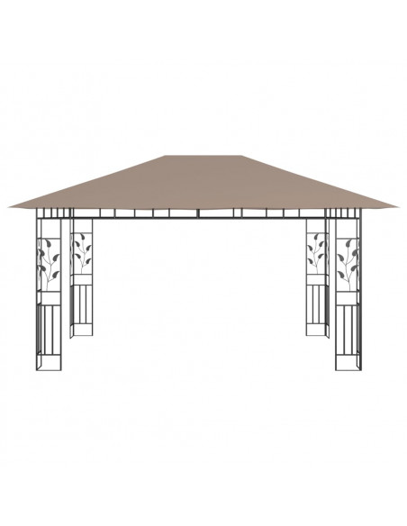 Gazebo con Zanzariera Luci LED 4x3x2,73 m Grigio Talpa