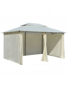 Gazebo da Giardino con Tende 4x3 m Bianco