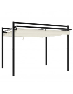 Gazebo da Giardino con Tetto Retrattile Crema 3x3m in Alluminio