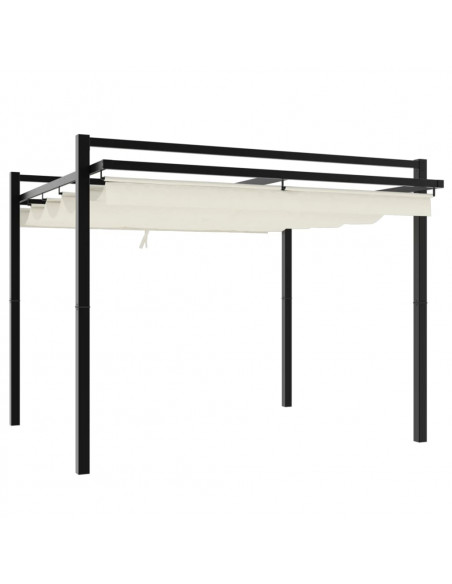 Gazebo da Giardino con Tetto Retrattile Crema 3x3m in Alluminio