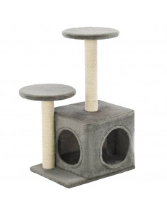 Albero per Gatti con Pali Tiragraffi in Sisal 60 cm Grigio 2