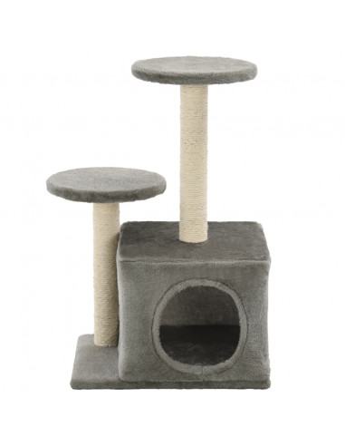 Albero per Gatti con Pali Tiragraffi in Sisal 60 cm Grigio