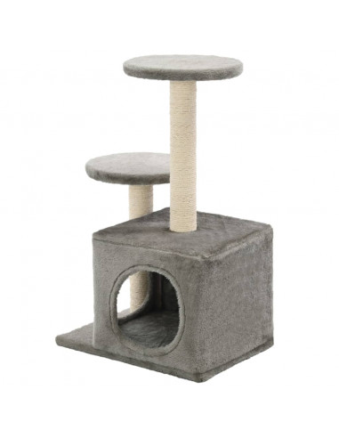 Albero per Gatti con Pali Tiragraffi in Sisal 60 cm Grigio
