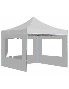 Gazebo Pieghevole con Pareti Alluminio 2x2 m Bianco