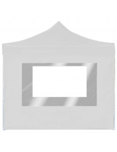 Gazebo Pieghevole con Pareti in Alluminio 3x3 m Bianco 2