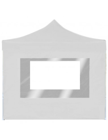 Gazebo Pieghevole con Pareti in Alluminio 3x3 m Bianco