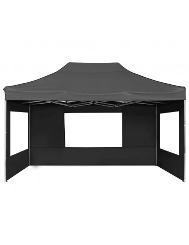 Gazebo Pieghevole con Pareti in Alluminio 4,5x3m Antracite