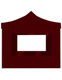 Gazebo Pieghevole in Alluminio con Pareti 3x3 m Rosso Vino