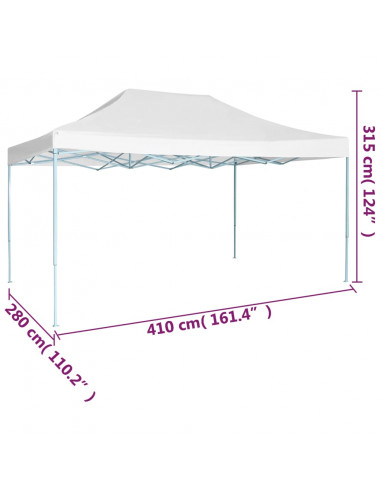 Gazebo Professionale Pieghevole 3x4m Acciaio Bianco