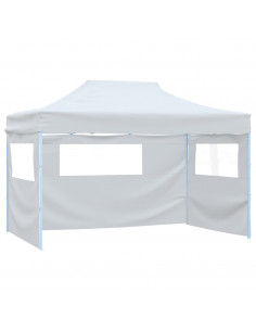 Gazebo Professionale Pieghevole 4 Pareti 3x4m Acciaio Bianco