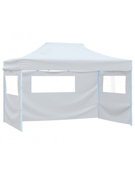 Gazebo Professionale Pieghevole 4 Pareti 3x4m Acciaio Bianco