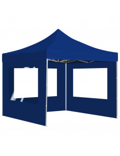 Gazebo Professionale Pieghevole Alluminio con Pareti 2x2m Blu