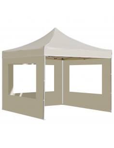 Gazebo Professionale Pieghevole Alluminio con Pareti 2x2m Crema