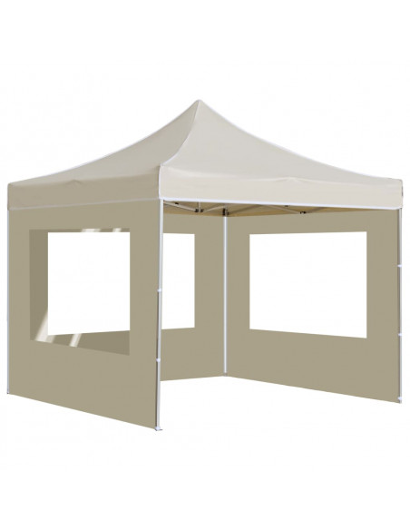 Gazebo Professionale Pieghevole Alluminio con Pareti 2x2m Crema