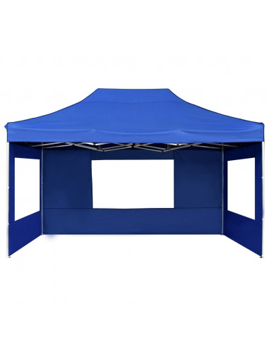 Gazebo Professionale Pieghevole Pareti Alluminio 4,5x3m Blu