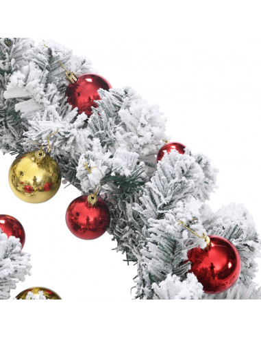 Ghirlanda di Natale con Palline e Luci LED Verde 10 m PVC