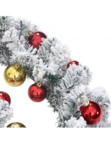 Ghirlanda di Natale con Palline e Luci LED Verde 5 m PVC