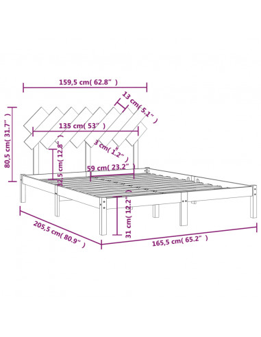 Giroletto 160x200 cm in Legno Massello