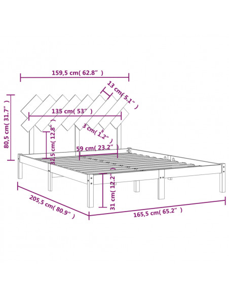 Giroletto 160x200 cm in Legno Massello