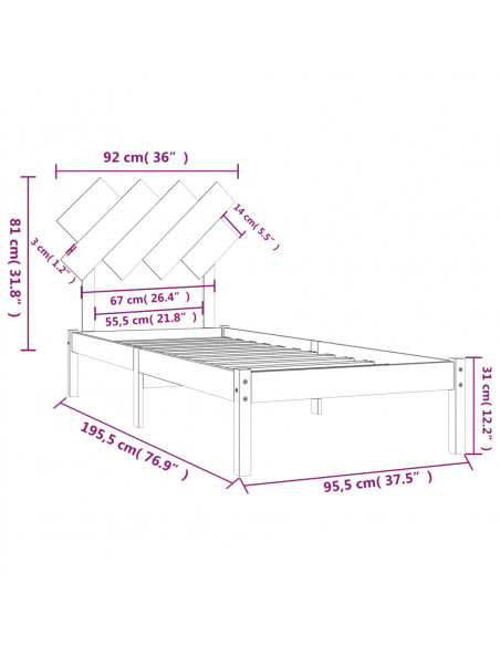 Giroletto 90x190 cm Single in Legno Massello