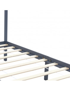 Giroletto a Baldacchino Grigio Legno Massello di Pino 90x200 cm 2