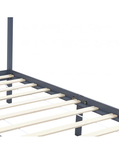 Giroletto a Baldacchino Grigio Legno Massello di Pino 90x200 cm