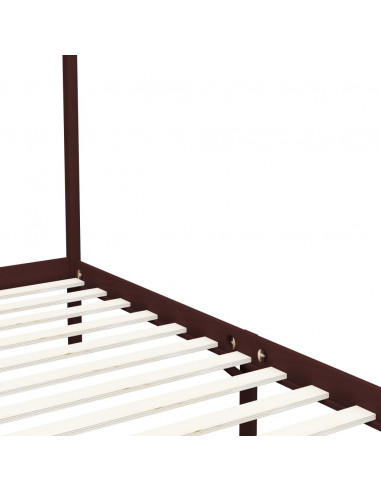 Giroletto a Baldacchino Marrone Scuro Massello Pino 90x200 cm