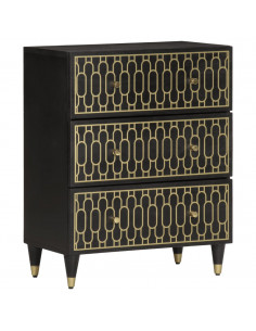 Credenze 3 pz 60x33x75 cm in Legno Massello di Mango 2