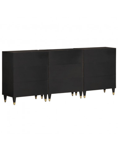 Credenze 3 pz 60x33x75 cm in Legno Massello di Mango
