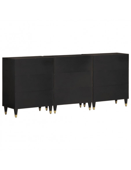 Credenze 3 pz 60x33x75 cm in Legno Massello di Mango