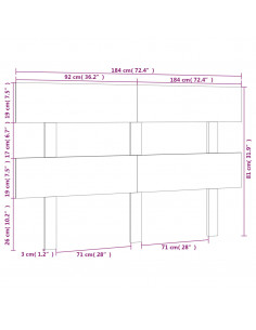 Testiera per Letto 184x3x81 cm in Legno Massello di Pino